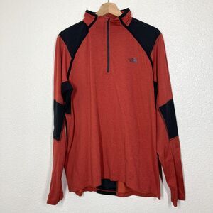 North Face Pullover Mens Large Red Black FlashDry XD Long Sleeve Outdoor Shirt